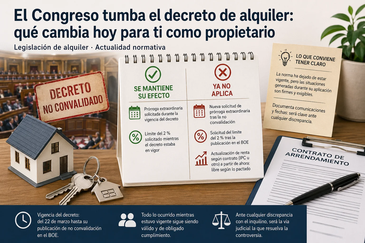 El Congreso tumba el decreto de alquiler: impacto para propietarios